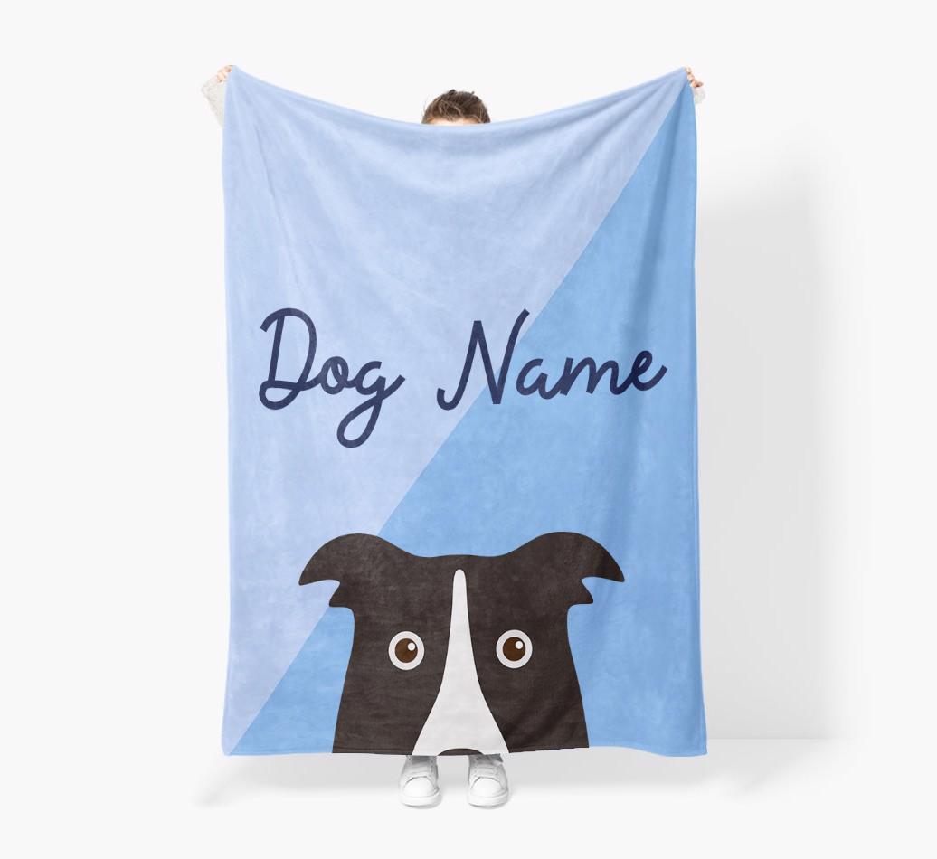 Peeking Name: Personalized {breedFullName} Premium Sherpa Fleece Blanket