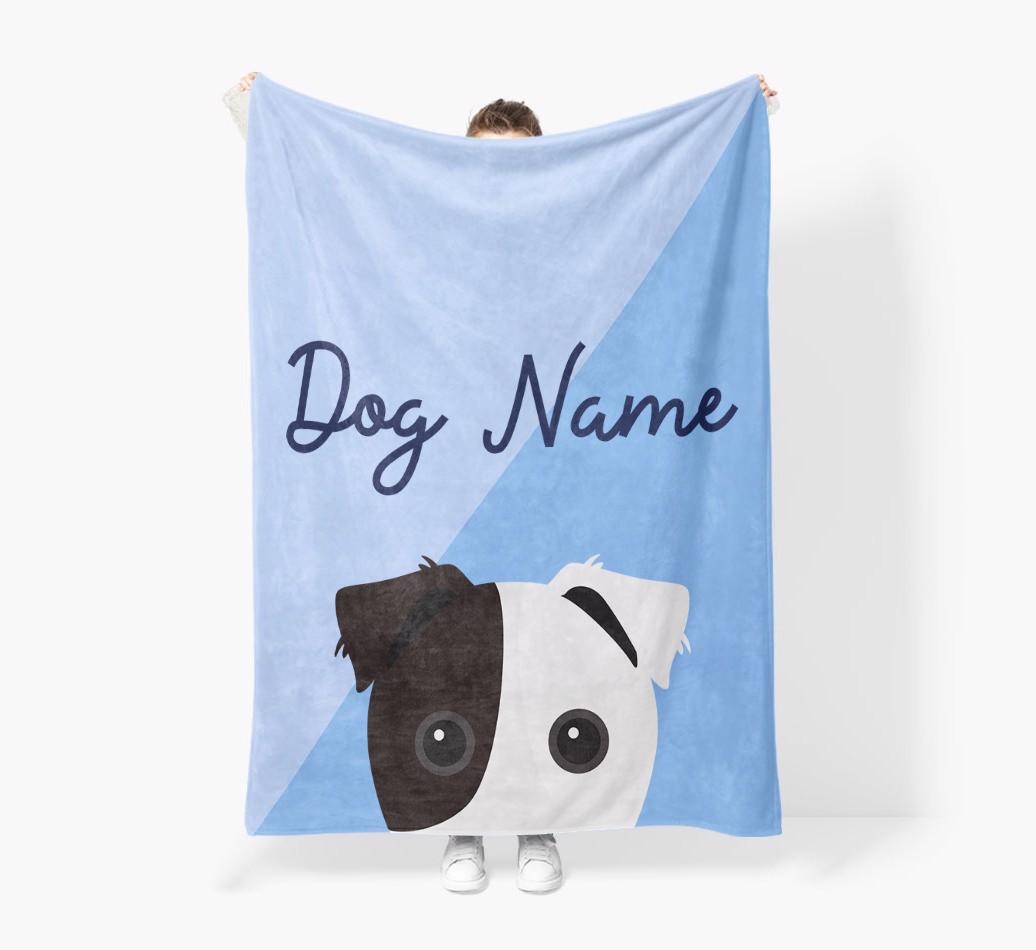 Peeking Name: Personalized {breedFullName} Premium Sherpa Fleece Blanket