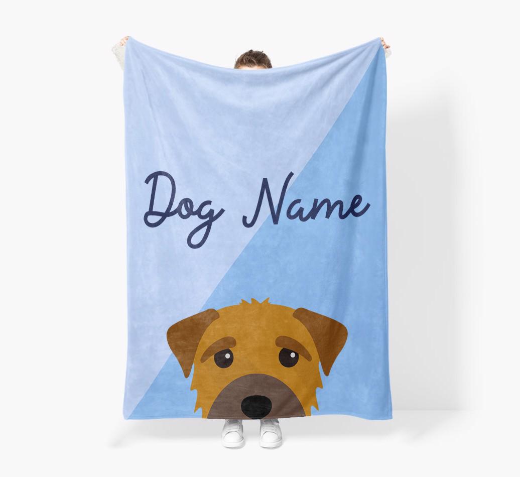Peeking Name: Personalized {breedFullName} Premium Sherpa Fleece Blanket