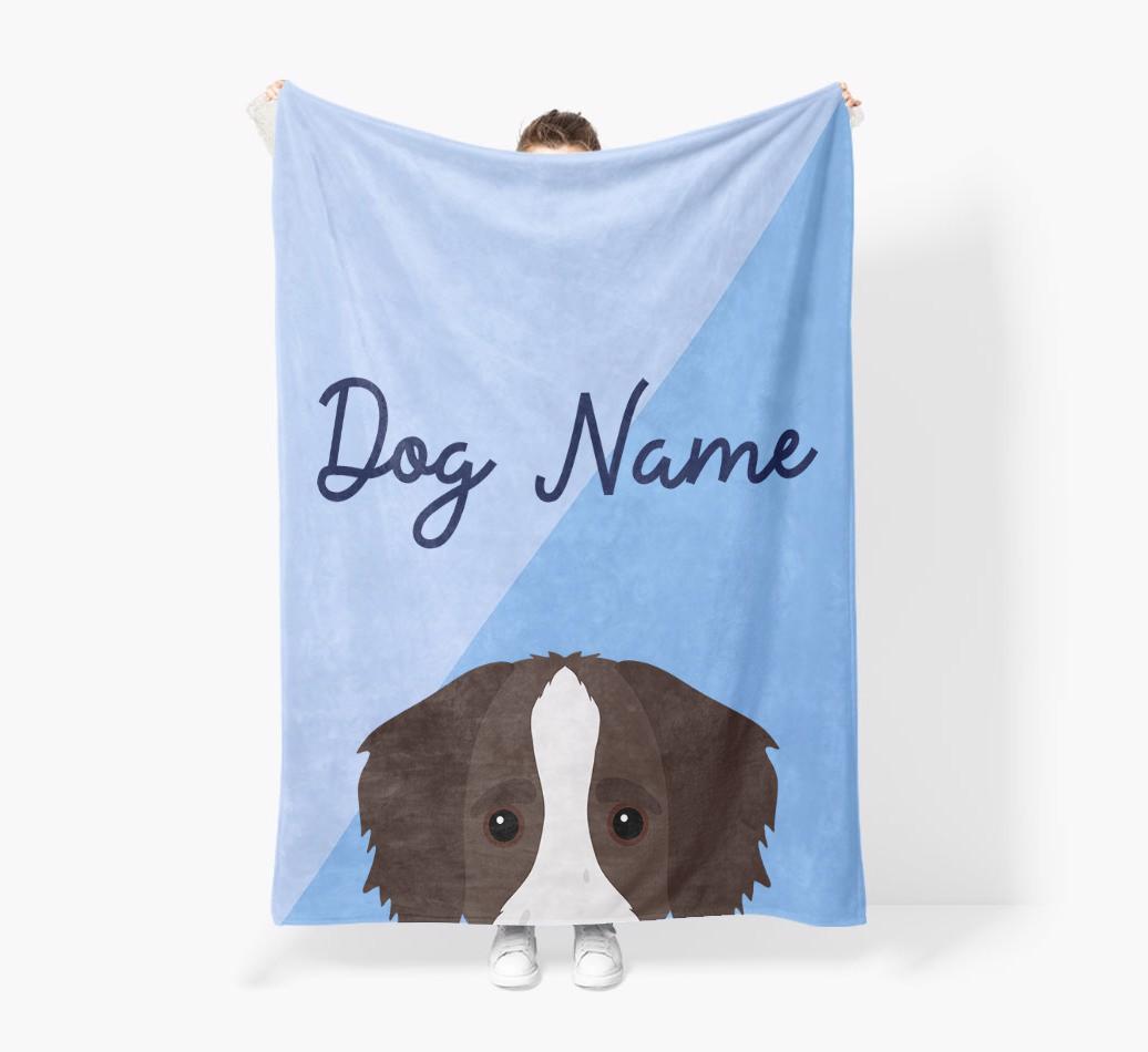 Peeking Name: Personalized {breedFullName} Premium Sherpa Fleece Blanket
