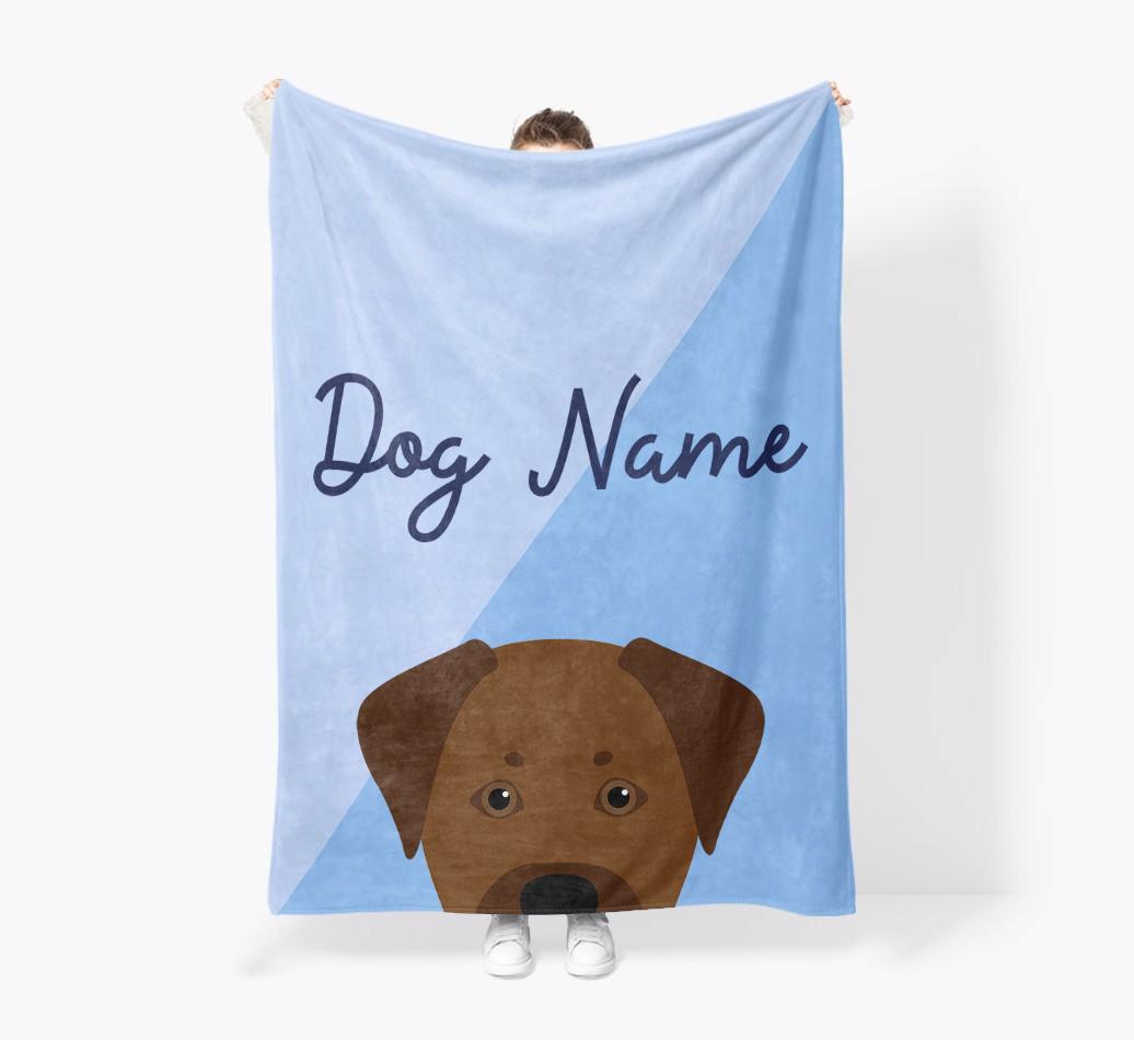 Peeking Name: Personalized {breedFullName} Premium Sherpa Fleece Blanket