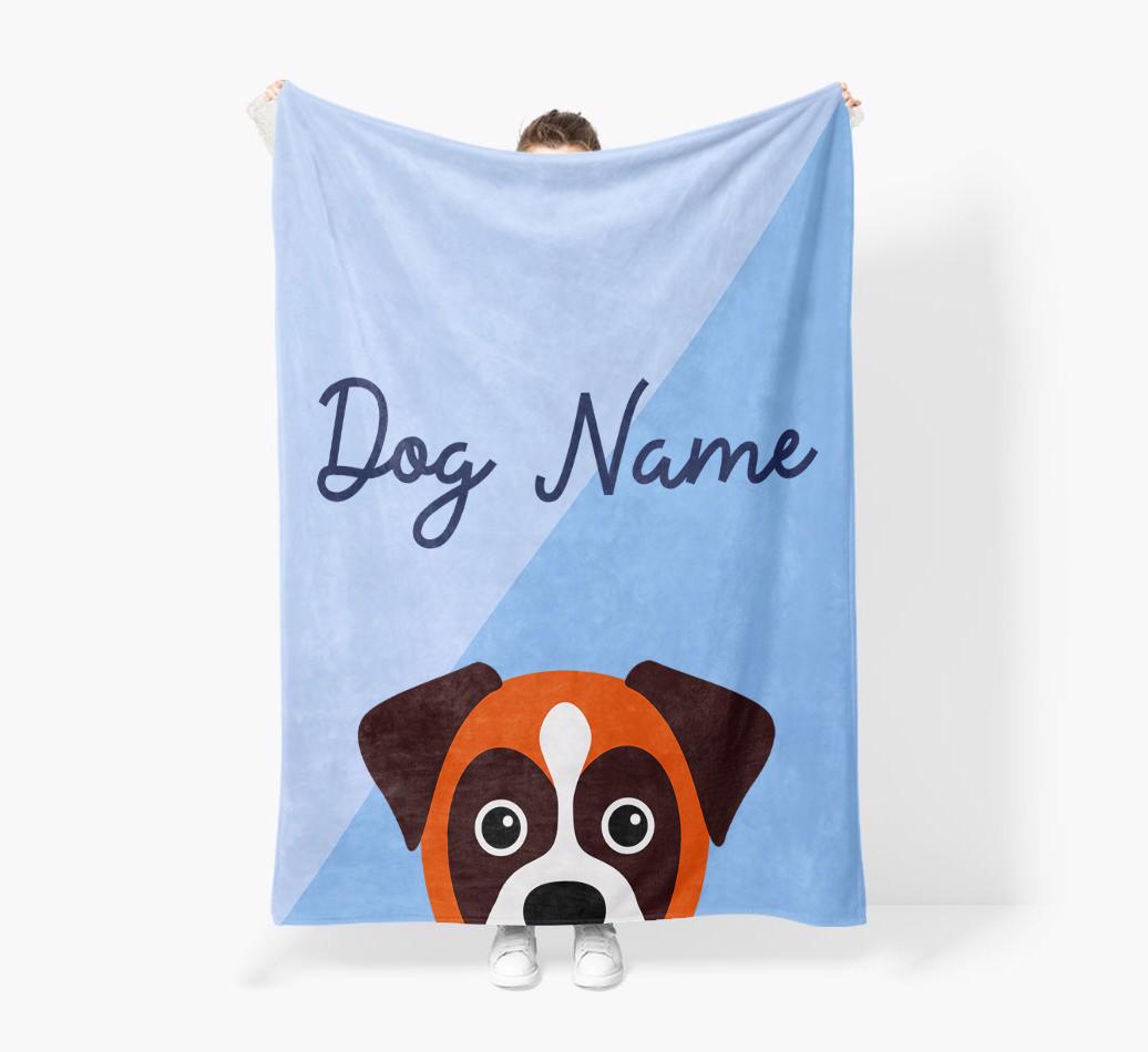 Peeking Name: Personalised {breedFullName} Premium Sherpa Fleece Blanket