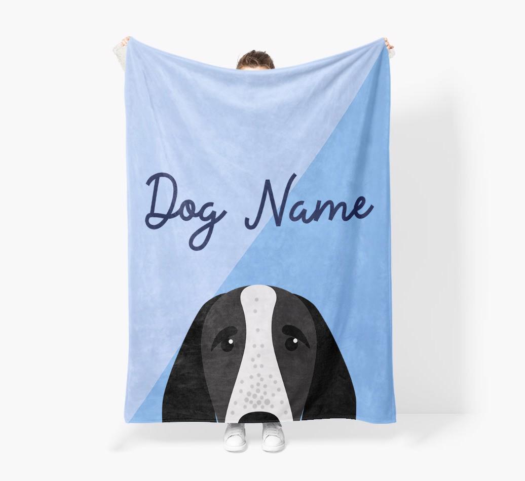 Peeking Name: Personalized {breedFullName} Premium Sherpa Fleece Blanket