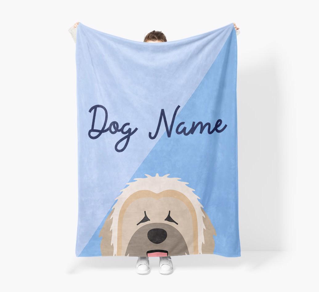 Peeking Name: Personalized {breedFullName} Premium Sherpa Fleece Blanket