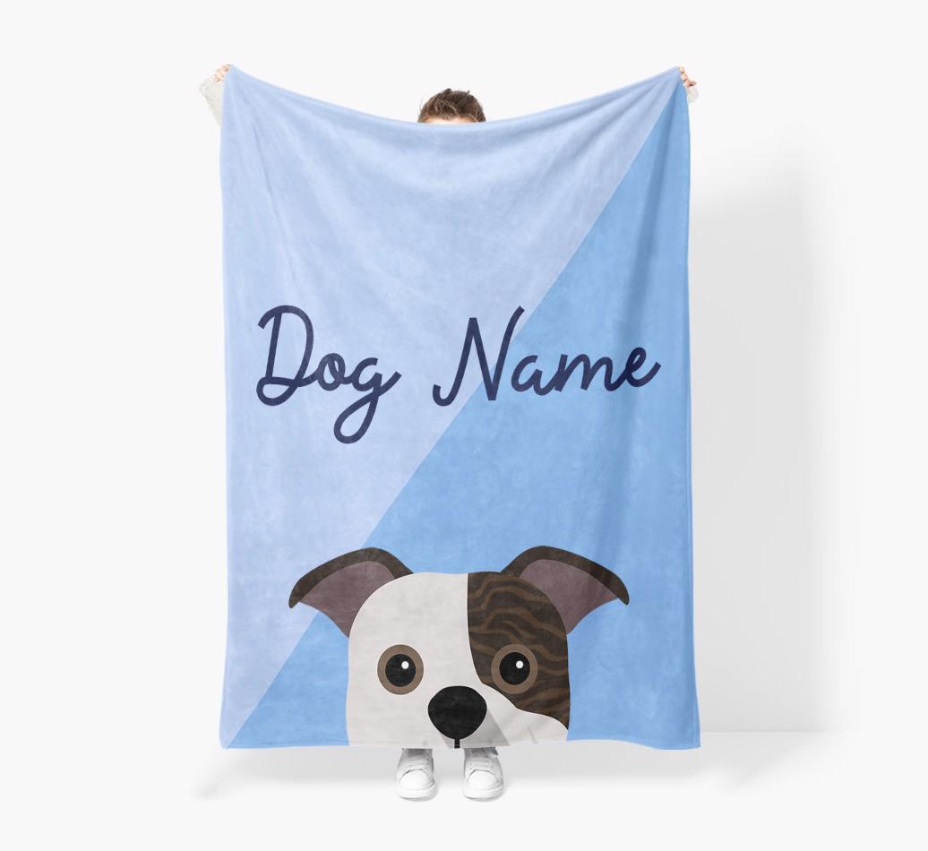 Peeking Name: Personalized {breedFullName} Premium Sherpa Fleece Blanket