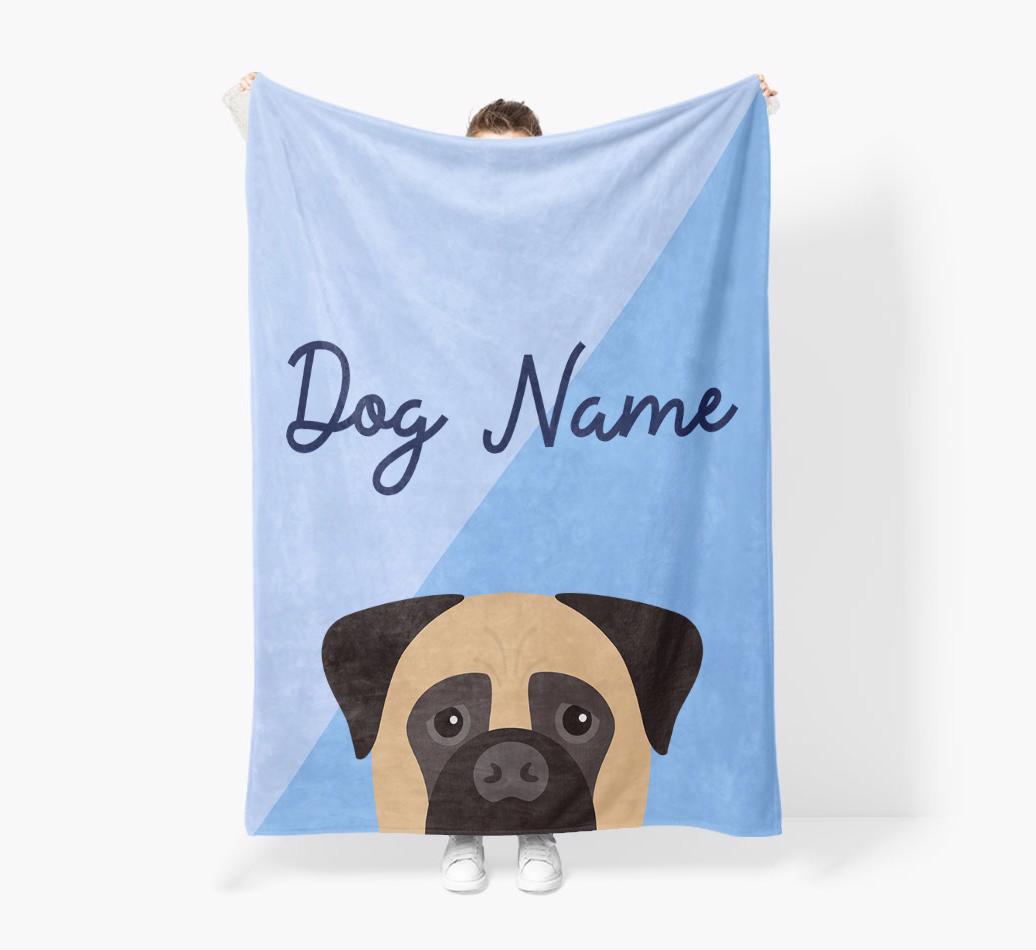 Peeking Name: Personalized {breedFullName} Premium Sherpa Fleece Blanket