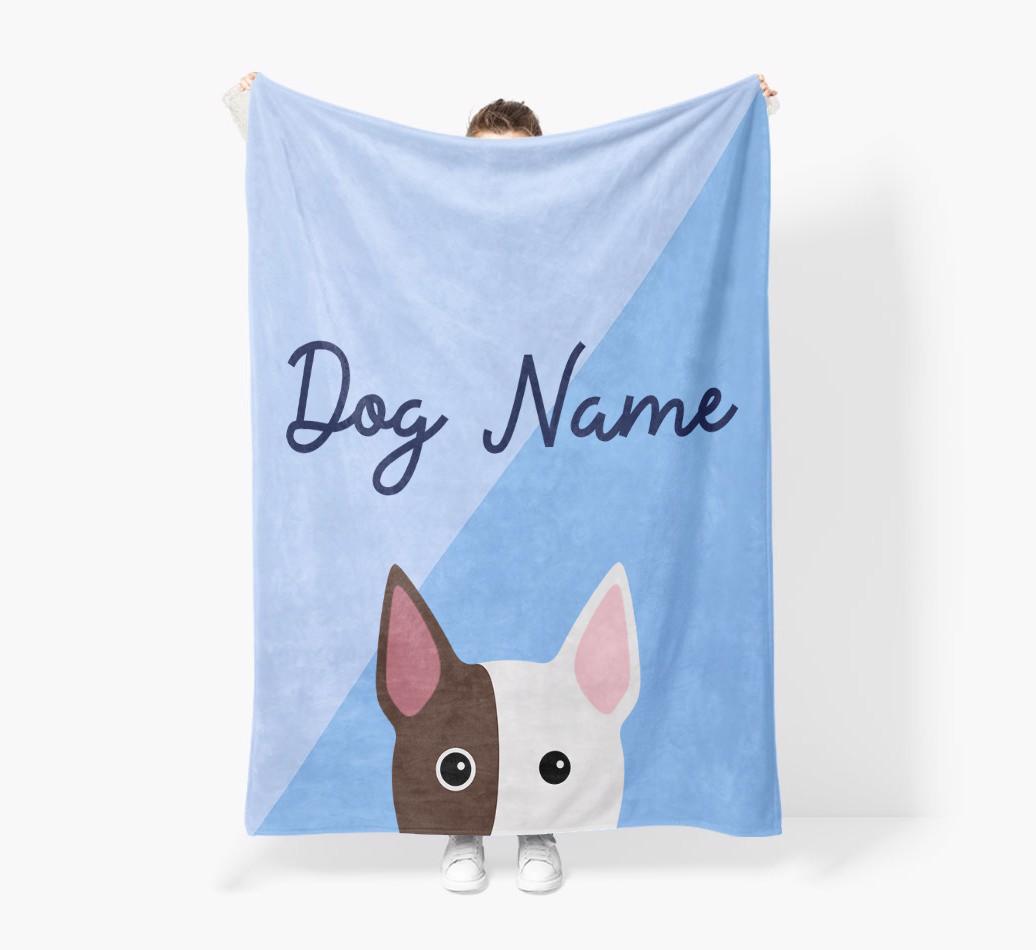 Peeking Name: Personalized {breedFullName} Premium Sherpa Fleece Blanket