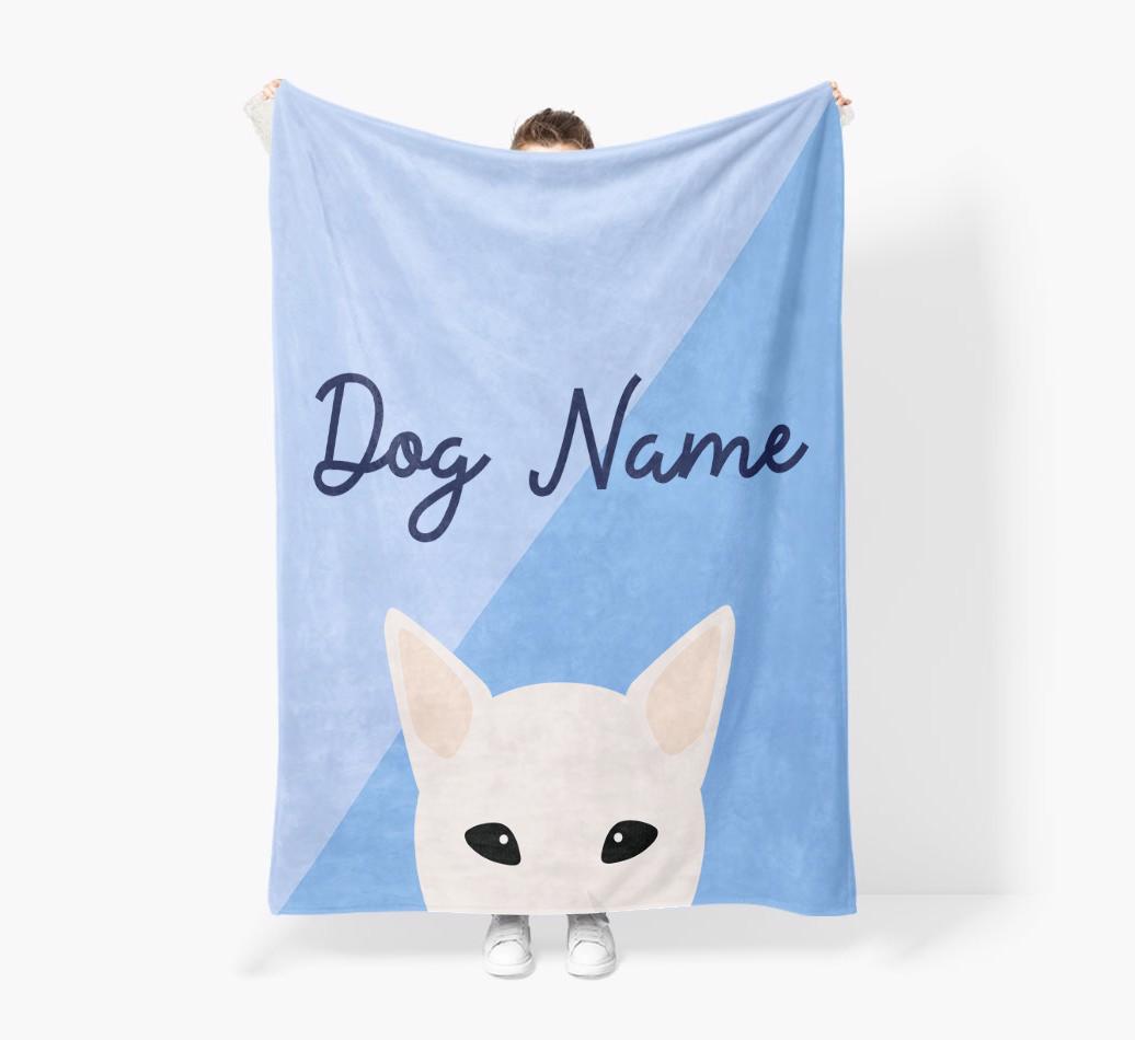 Peeking Name: Personalized {breedFullName} Premium Sherpa Fleece Blanket