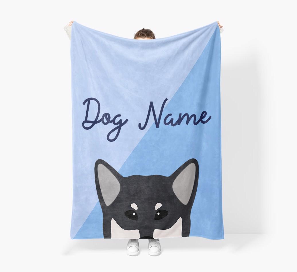 Peeking Name: Personalized {breedFullName} Premium Sherpa Fleece Blanket