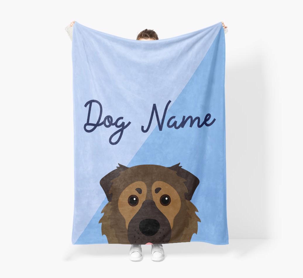 Peeking Name: Personalized {breedFullName} Premium Sherpa Fleece Blanket