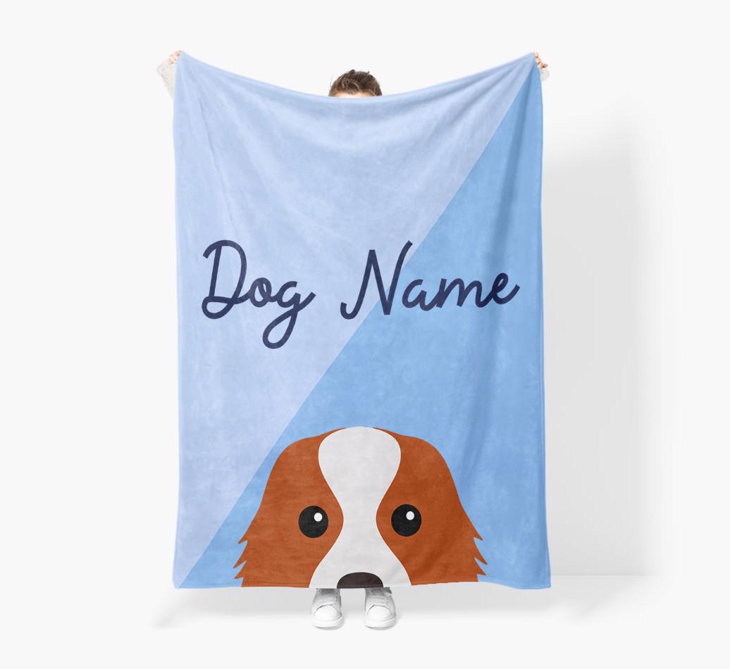 Peeking Name: Personalized {breedFullName} Premium Sherpa Fleece Blanket