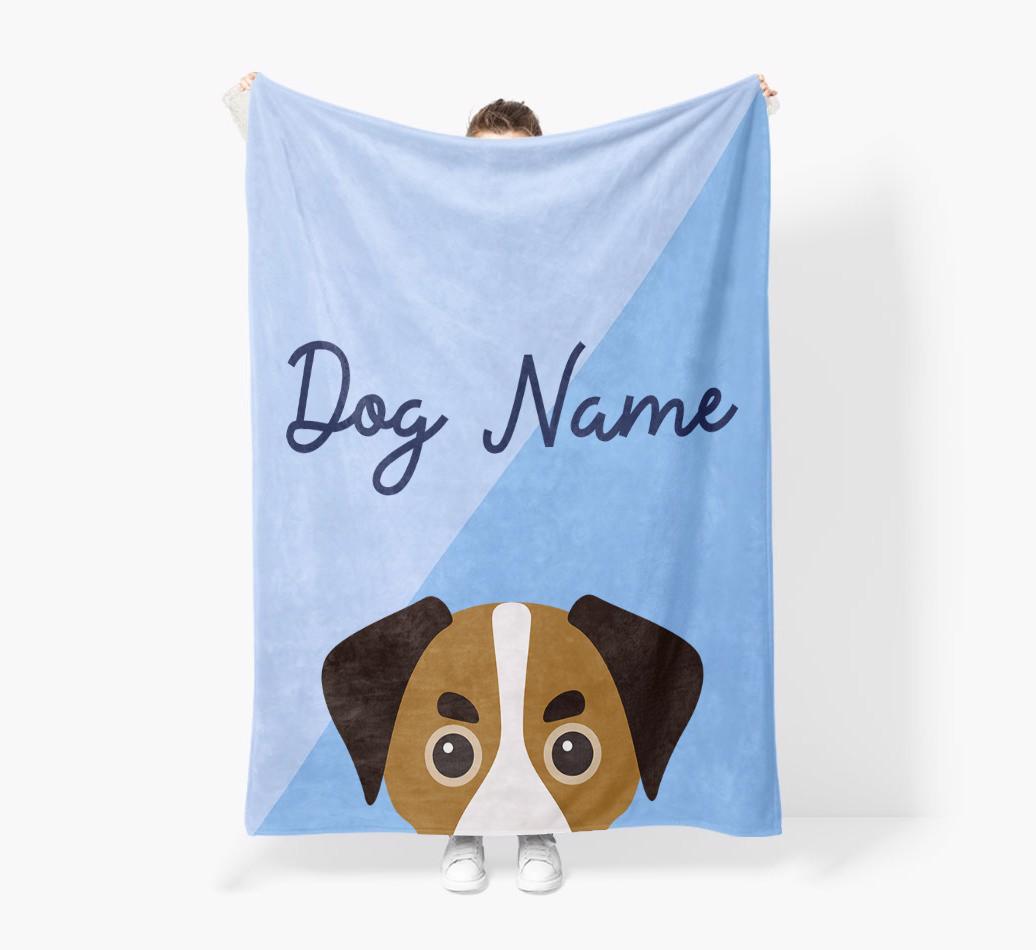 Peeking Name: Personalized {breedFullName} Premium Sherpa Fleece Blanket