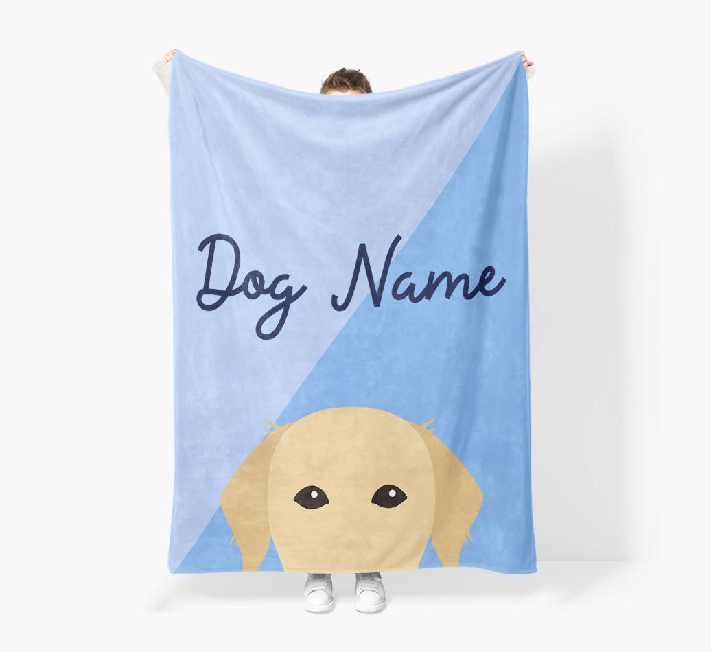 Peeking Name: Personalized {breedFullName} Premium Sherpa Fleece Blanket