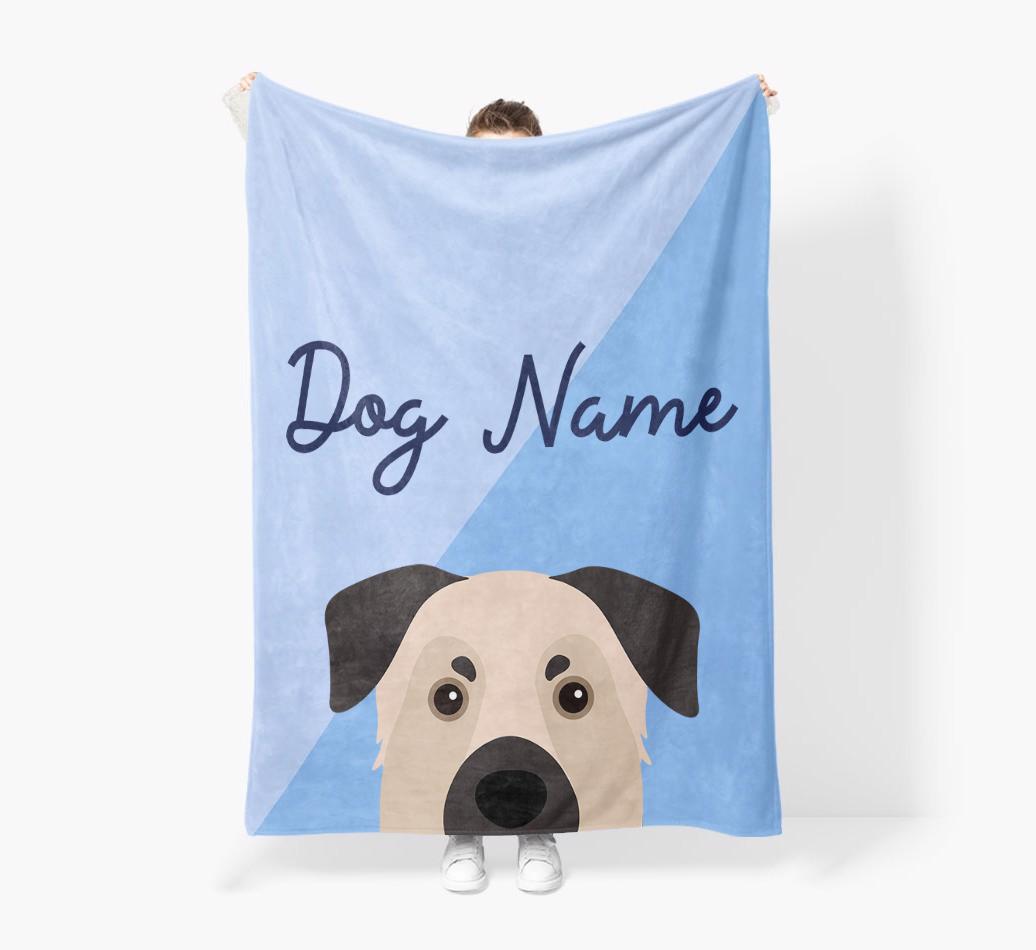 Peeking Name: Personalized {breedFullName} Premium Sherpa Fleece Blanket
