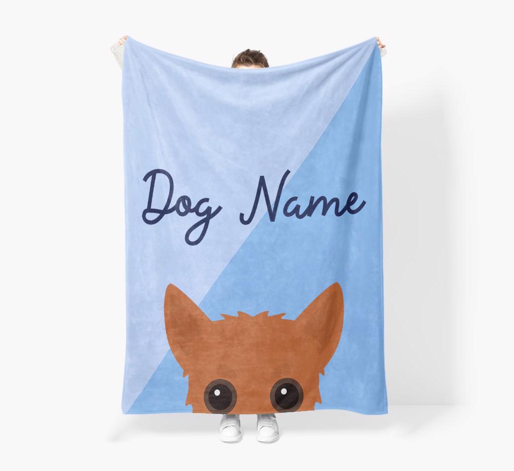 Peeking Name: Personalized {breedFullName} Premium Sherpa Fleece Blanket