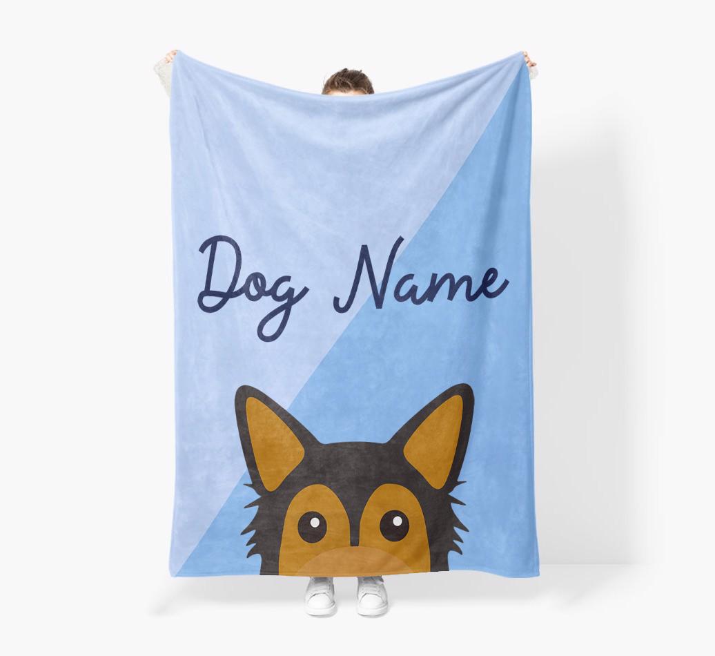 Peeking Name: Personalized {breedFullName} Premium Sherpa Fleece Blanket