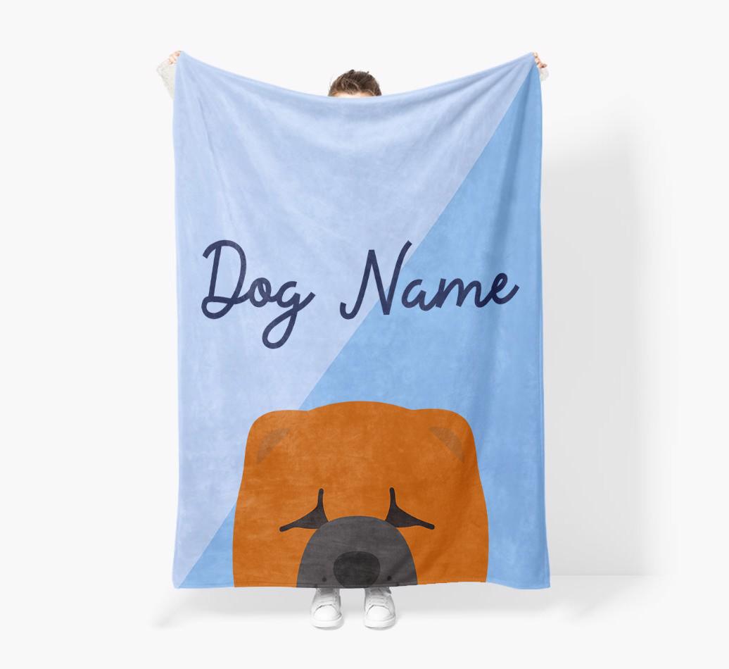 Peeking Name: Personalized {breedFullName} Premium Sherpa Fleece Blanket