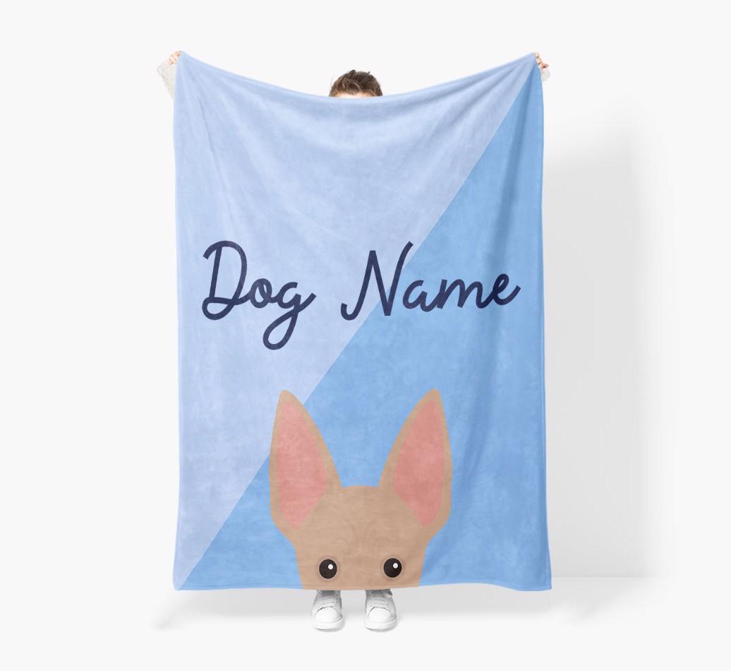 Peeking Name: Personalized {breedFullName} Premium Sherpa Fleece Blanket