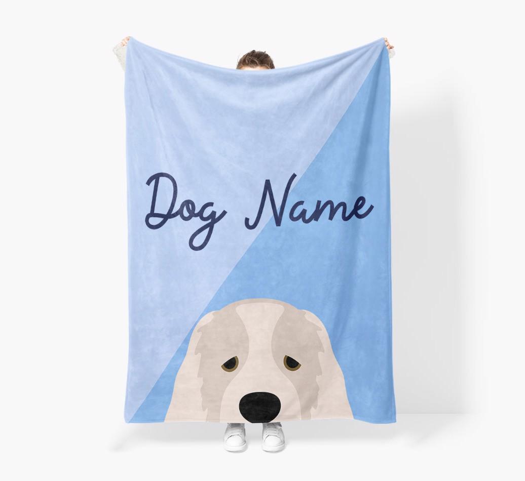 Peeking Name: Personalized {breedFullName} Premium Sherpa Fleece Blanket