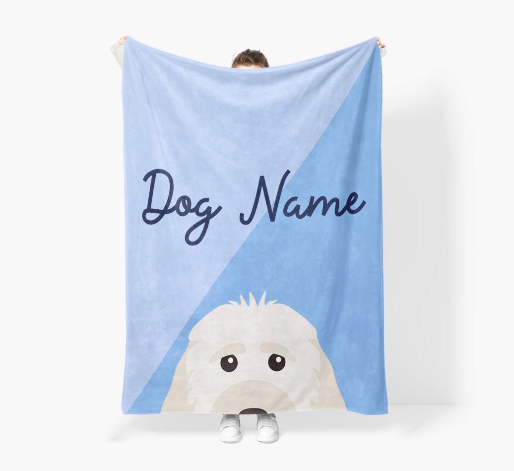 Peeking Name: Personalized {breedFullName} Premium Sherpa Fleece Blanket