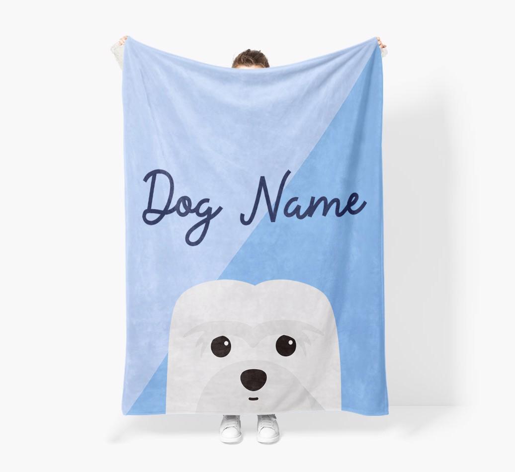 Peeking Name: Personalized {breedFullName} Premium Sherpa Fleece Blanket