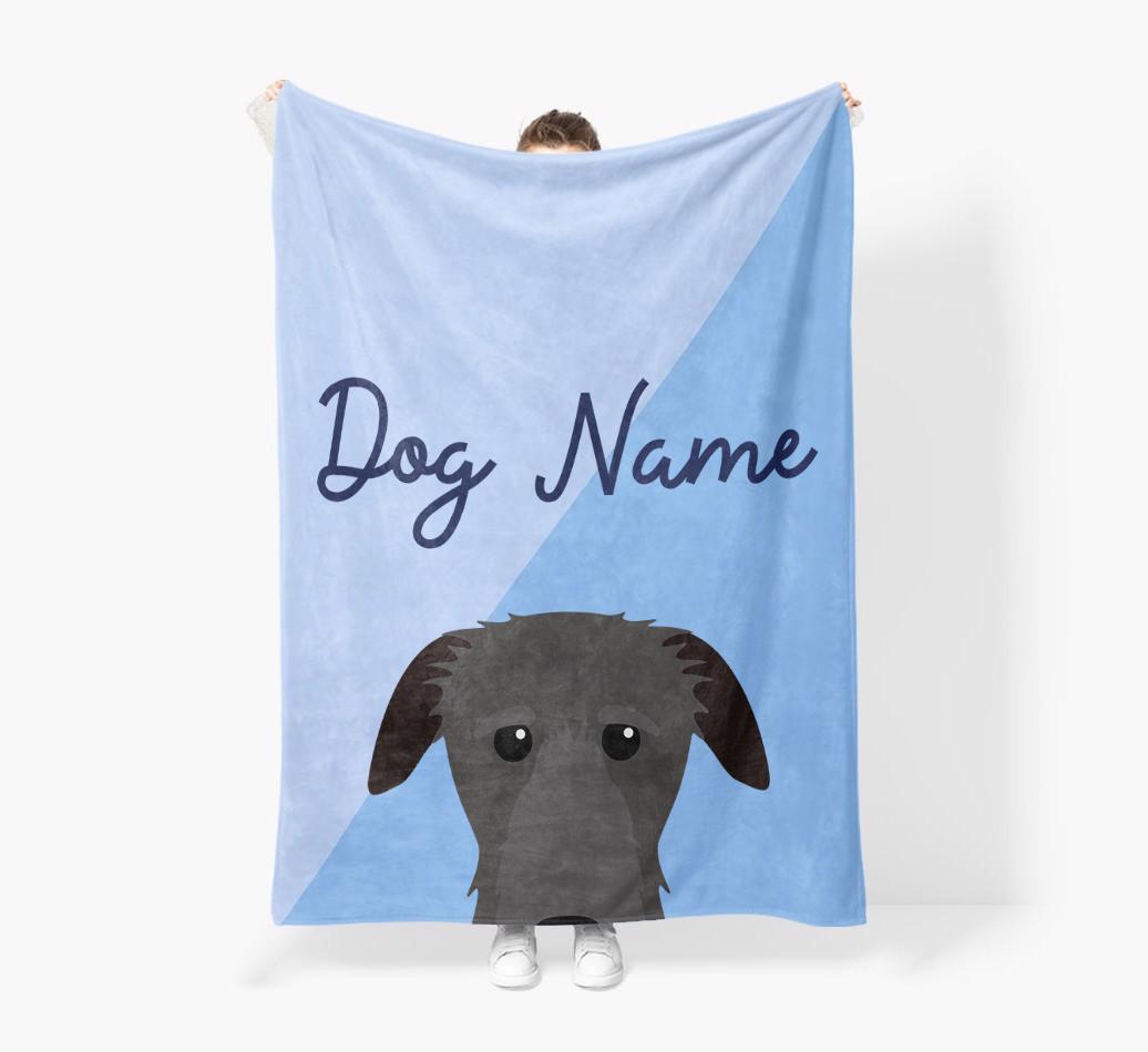 Peeking Name: Personalized {breedFullName} Premium Sherpa Fleece Blanket