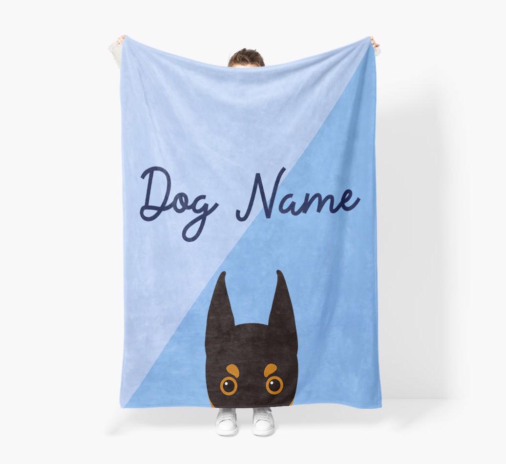 Peeking Name: Personalized {breedFullName} Premium Sherpa Fleece Blanket