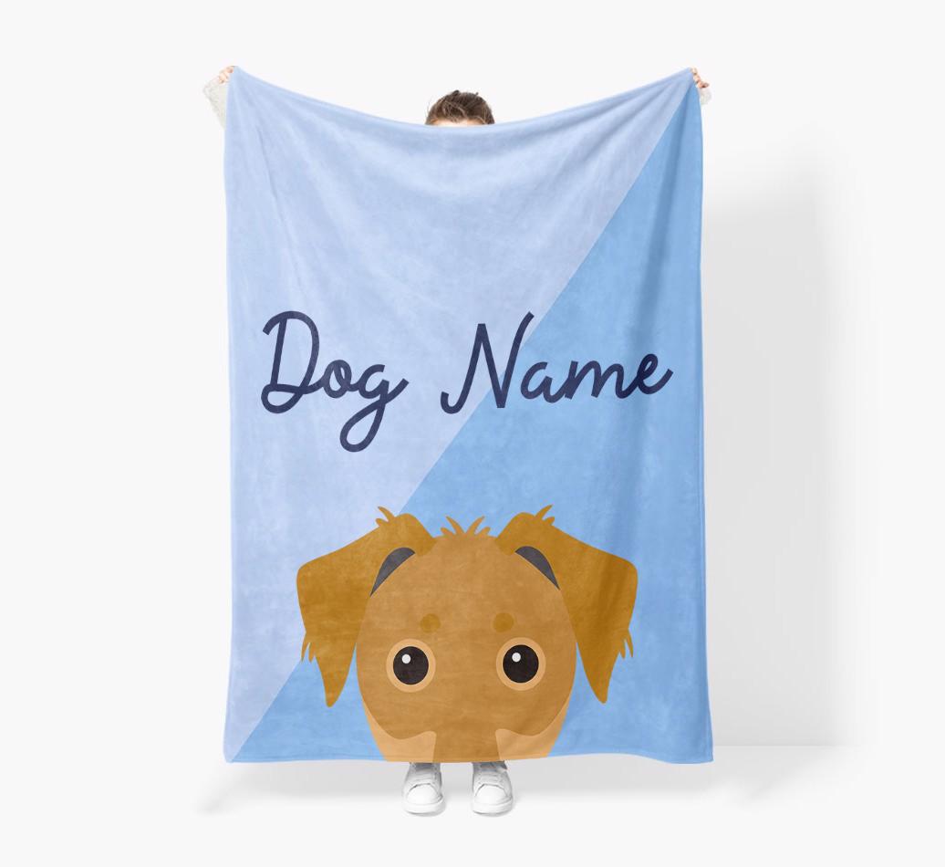 Peeking Name: Personalized {breedFullName} Premium Sherpa Fleece Blanket