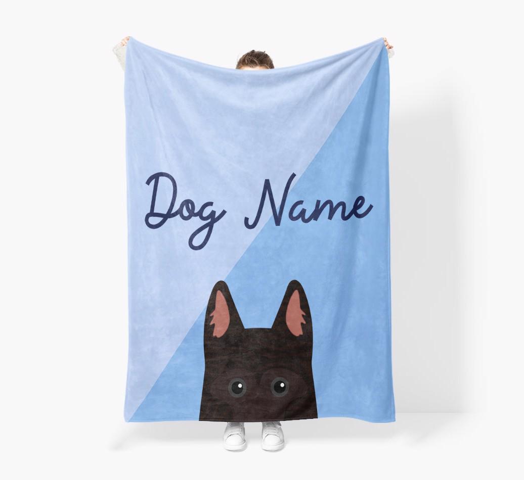Peeking Name: Personalized {breedFullName} Premium Sherpa Fleece Blanket