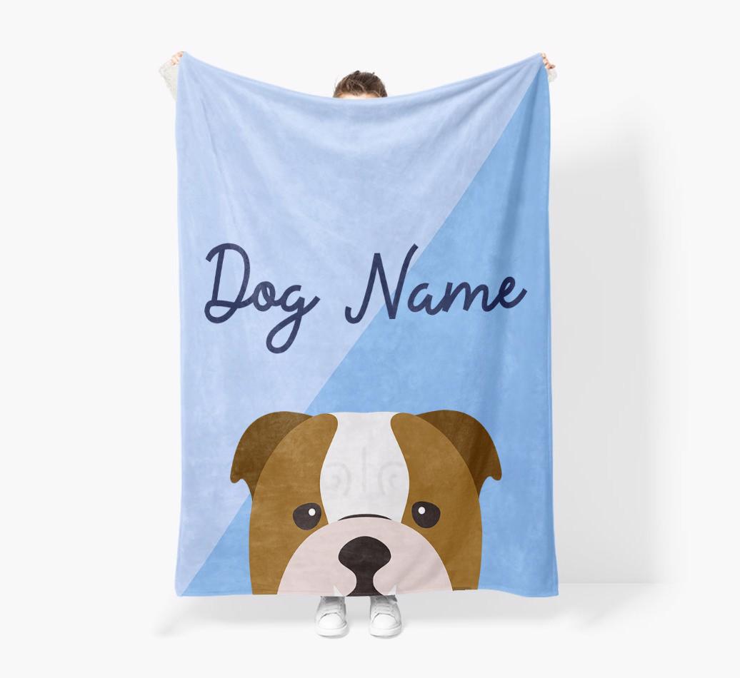 Peeking Name: Personalized {breedFullName} Premium Sherpa Fleece Blanket