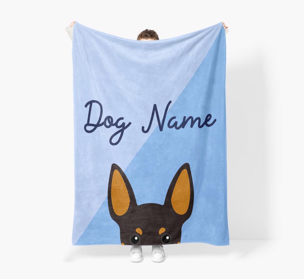 Peeking Name: Personalized {breedFullName} Premium Sherpa Fleece Blanket
