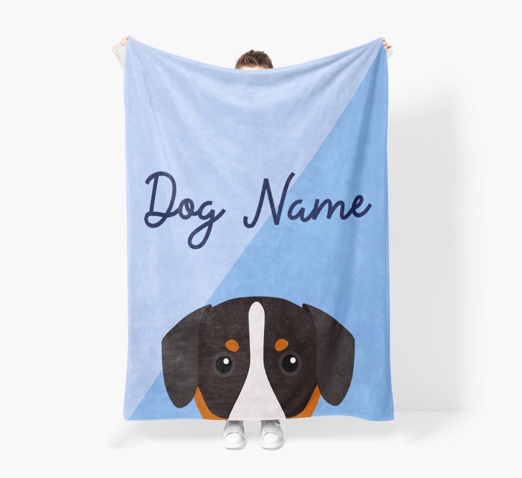 Peeking Name: Personalized {breedFullName} Premium Sherpa Fleece Blanket