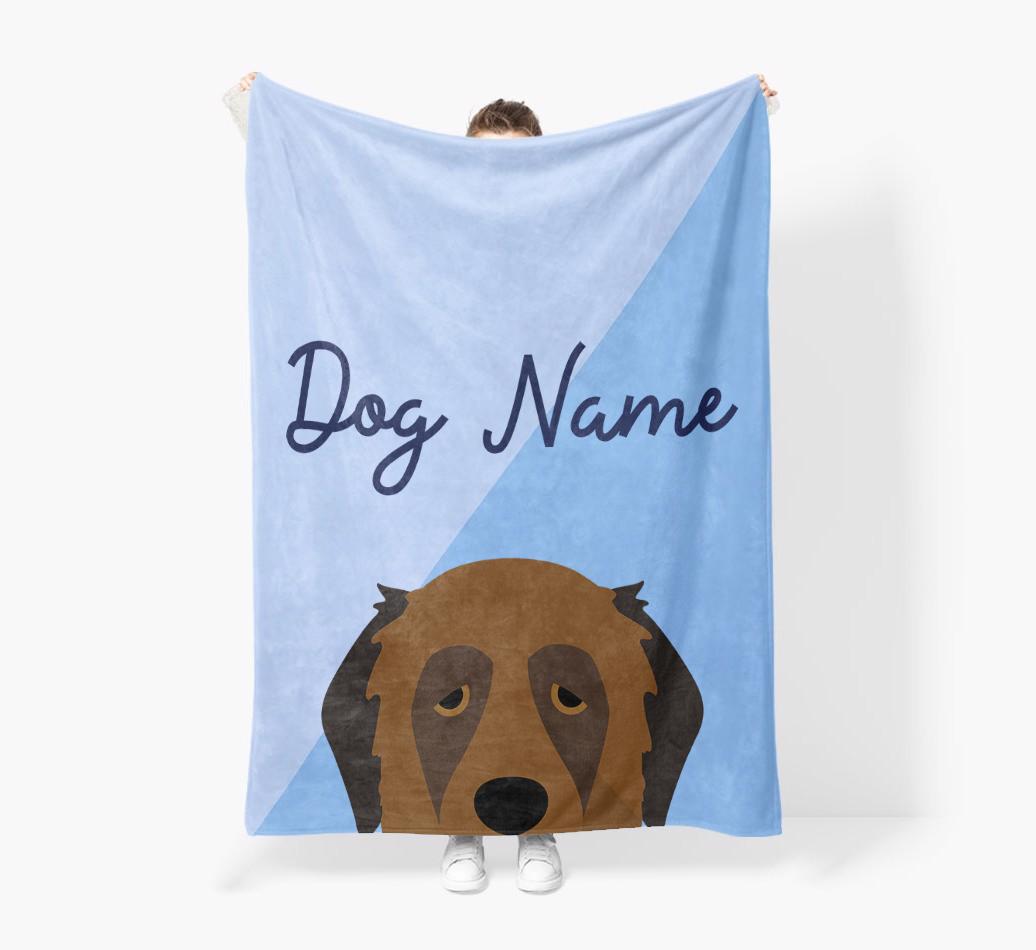 Peeking Name: Personalized {breedFullName} Premium Sherpa Fleece Blanket