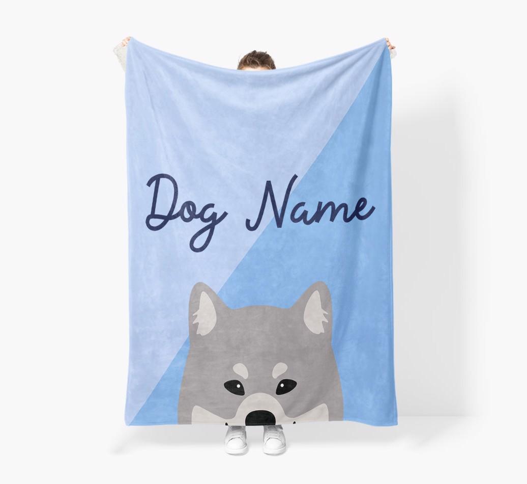 Peeking Name: Personalized {breedFullName} Premium Sherpa Fleece Blanket