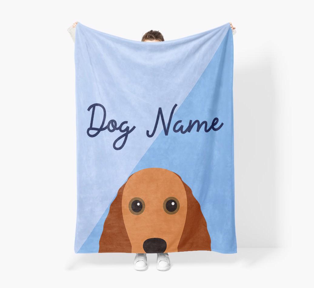 Peeking Name: Personalized {breedFullName} Premium Sherpa Fleece Blanket