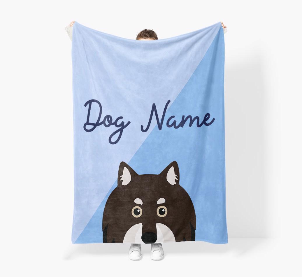 Peeking Name: Personalized {breedFullName} Premium Sherpa Fleece Blanket