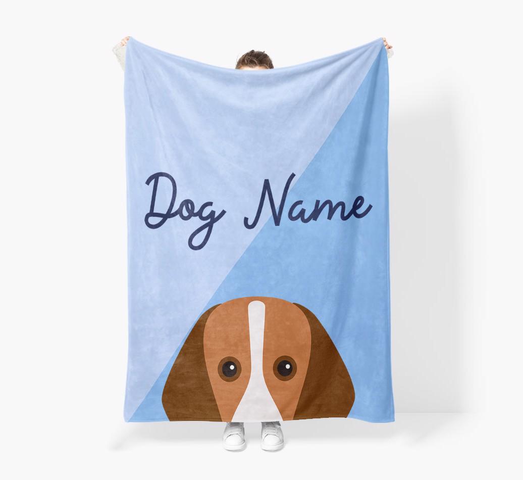 Peeking Name: Personalized {breedFullName} Premium Sherpa Fleece Blanket