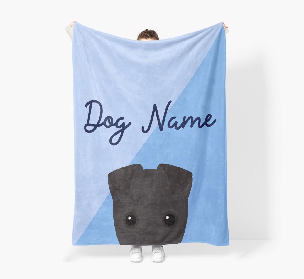 Peeking Name: Personalized {breedFullName} Premium Sherpa Fleece Blanket