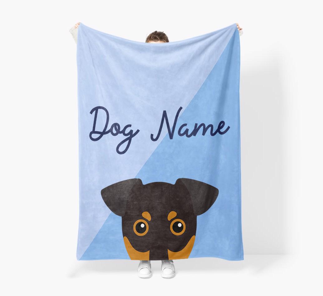 Peeking Name: Personalized {breedFullName} Premium Sherpa Fleece Blanket