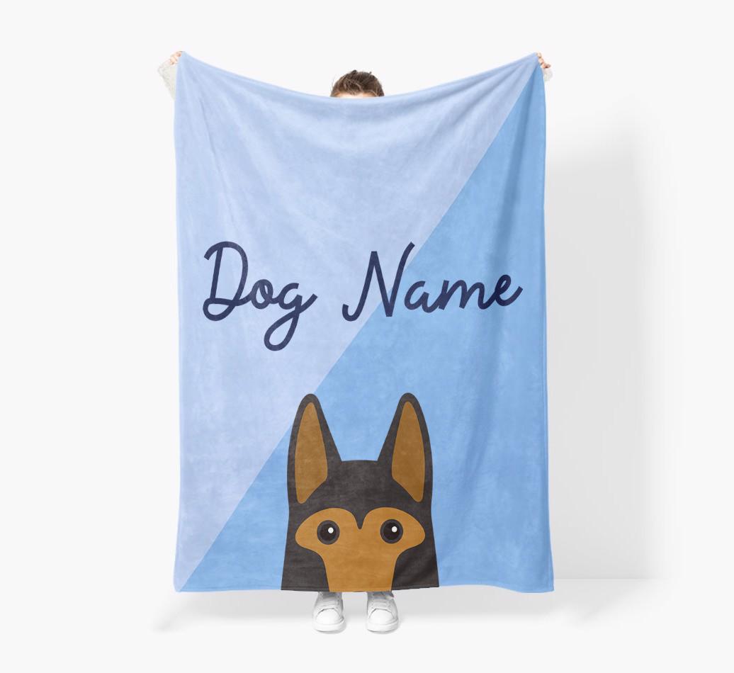 Peeking Name: Personalised {breedFullName} Premium Sherpa Fleece Blanket