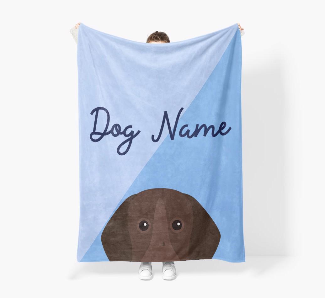 Peeking Name: Personalized {breedFullName} Premium Sherpa Fleece Blanket