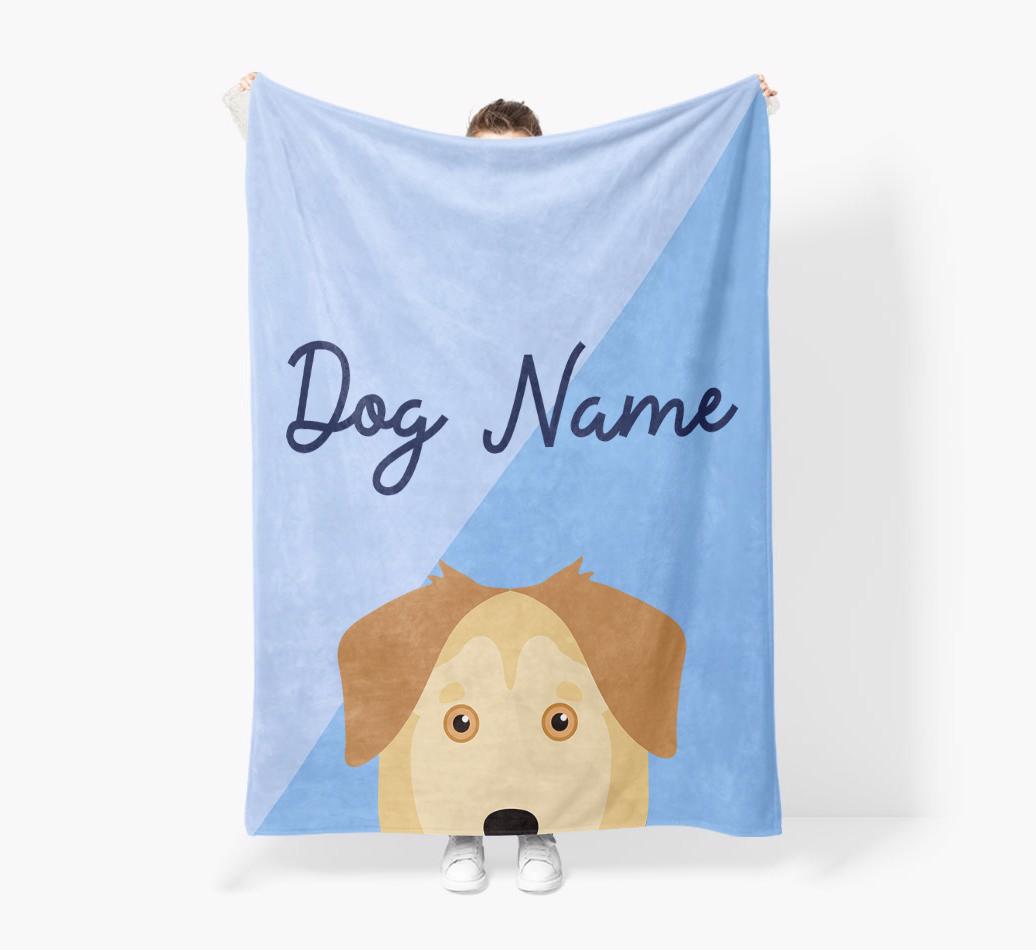 Peeking Name: Personalized {breedFullName} Premium Sherpa Fleece Blanket
