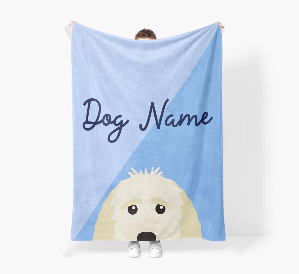 Peeking Name: Personalised {breedFullName} Premium Sherpa Fleece Blanket