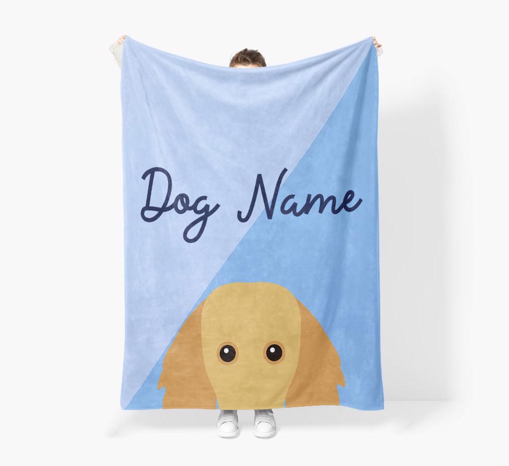 Peeking Name: Personalized {breedFullName} Premium Sherpa Fleece Blanket