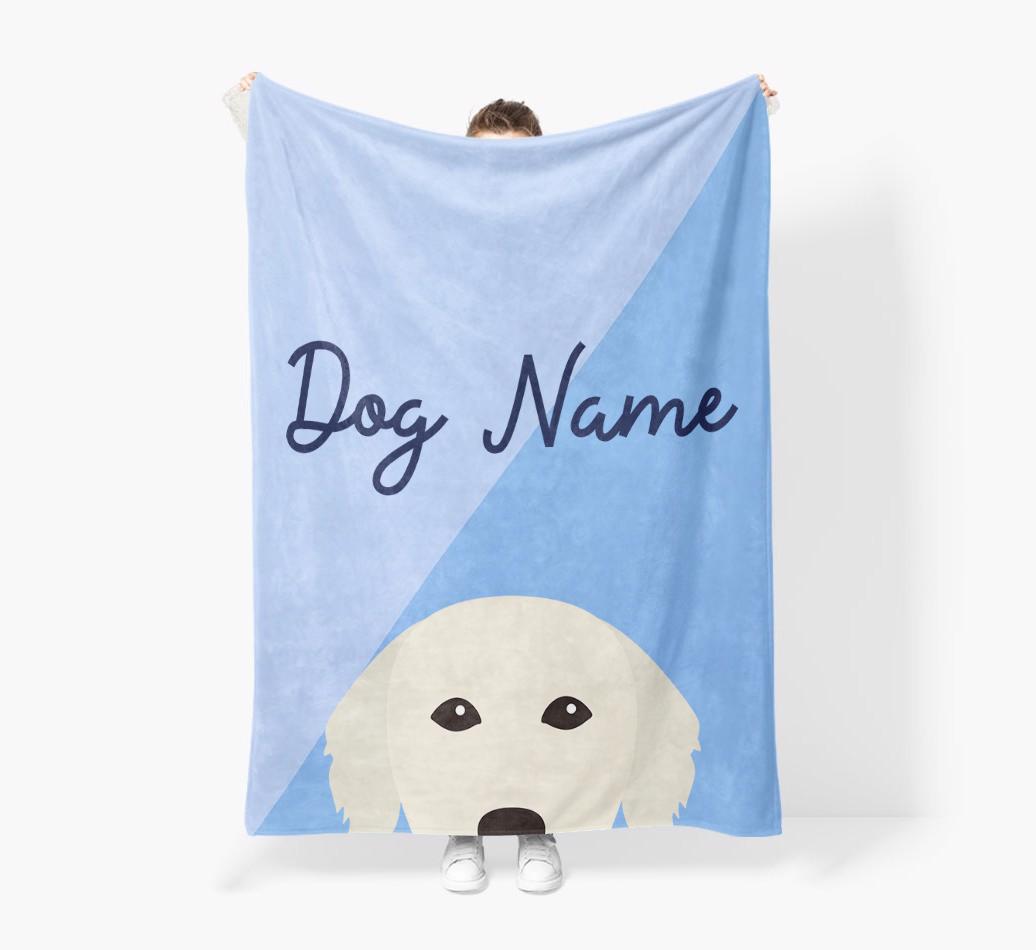 Peeking Name: Personalized {breedFullName} Premium Sherpa Fleece Blanket