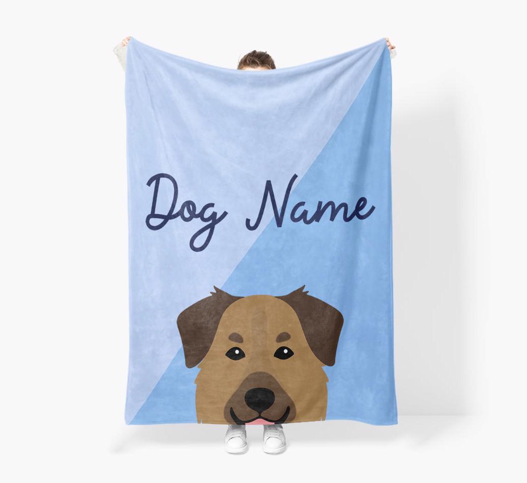 Peeking Name: Personalized {breedFullName} Premium Sherpa Fleece Blanket
