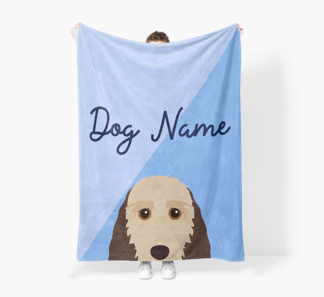 Peeking Name: Personalized {breedFullName} Premium Sherpa Fleece Blanket