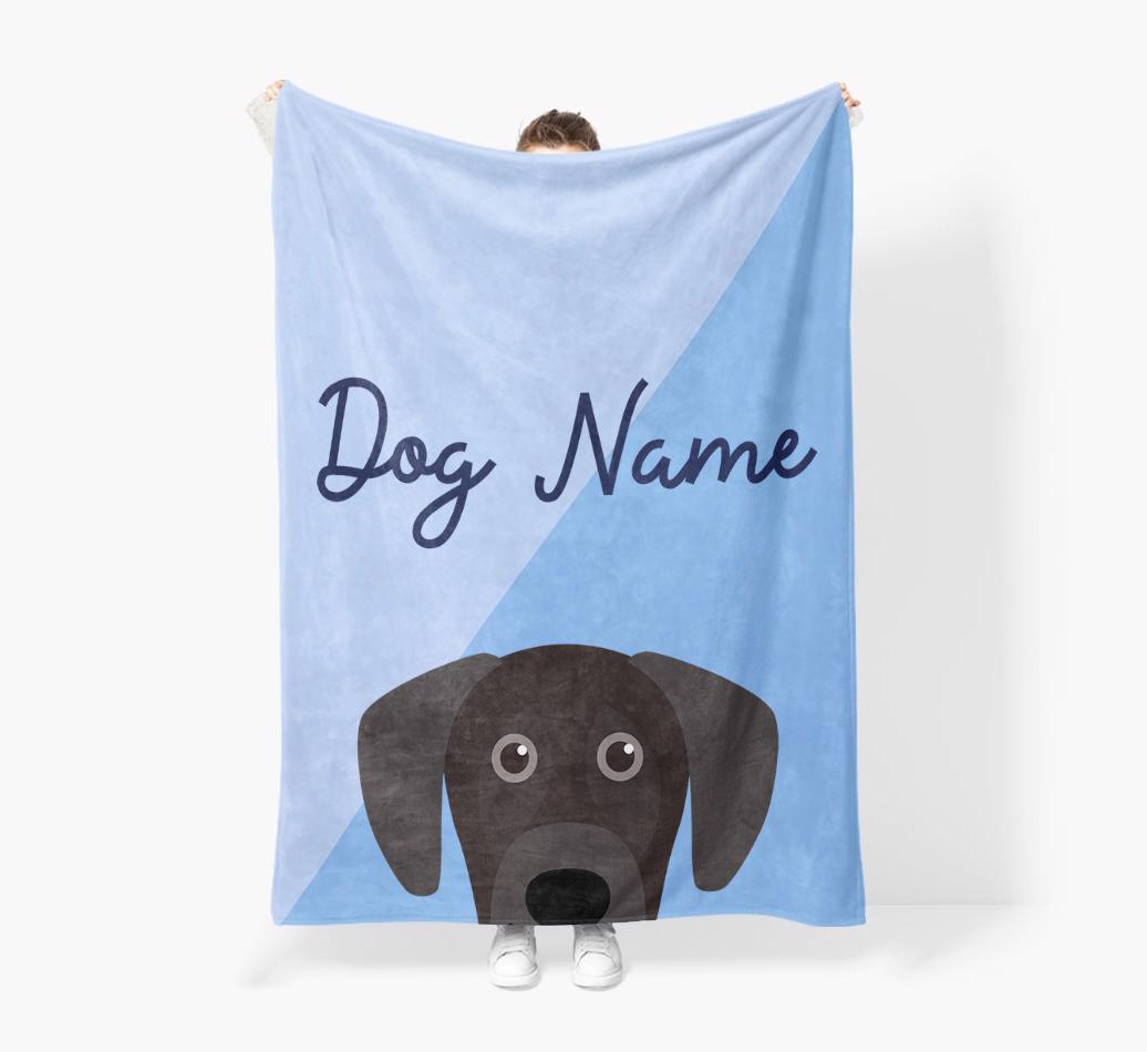 Peeking Name: Personalized {breedFullName} Premium Sherpa Fleece Blanket