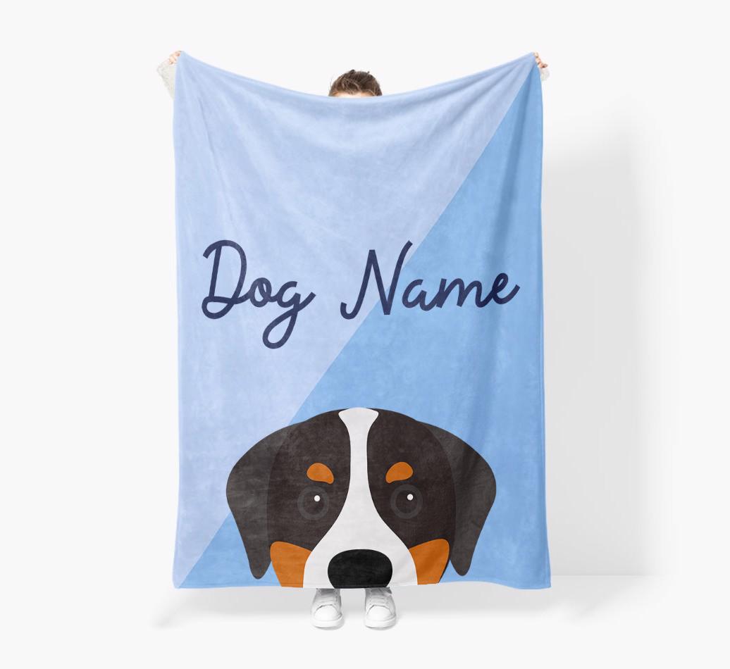 Peeking Name: Personalized {breedFullName} Premium Sherpa Fleece Blanket