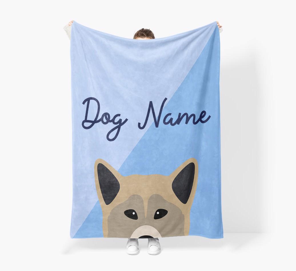 Peeking Name: Personalized {breedFullName} Premium Sherpa Fleece Blanket